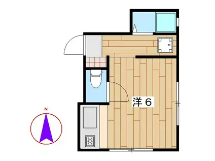 岡田荘(ワンルーム/2階)の間取り写真