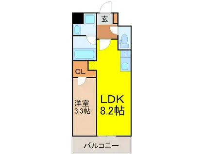 S-RESIDENCE烏森AUREATE(1LDK/5階)の間取り写真