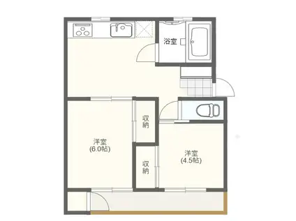 ランドヒルズ山崎(2DK/3階)の間取り写真