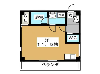 クレール・ボア(ワンルーム/1階)の間取り写真