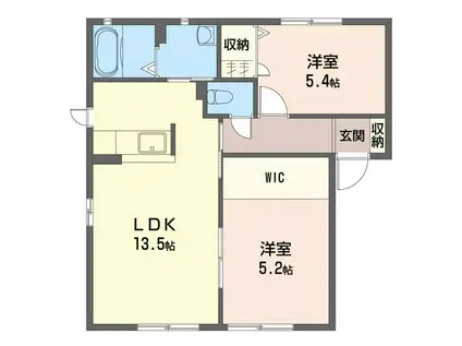 エスポワールB(2LDK/2階)の間取り写真