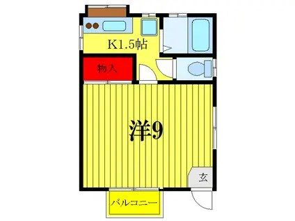 新田FG棟(1K/1階)の間取り写真