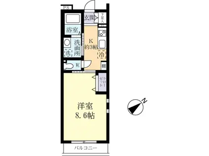 シャルム水戸(1K/1階)の間取り写真