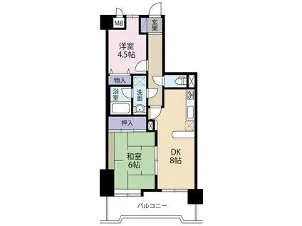 シティコート北仙台(2DK/2階)の間取り写真