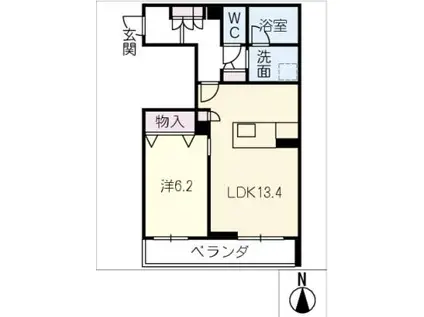 エクラジェント(1LDK/2階)の間取り写真
