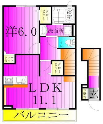 パークコートI(1LDK/2階)の間取り写真