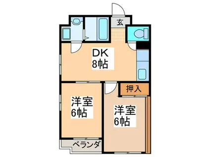 アーバンルネッサンスI(2DK/5階)の間取り写真