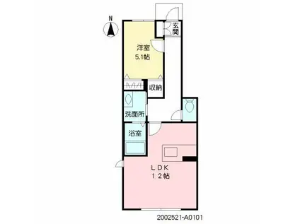 パインフォレスト国分(1LDK/1階)の間取り写真