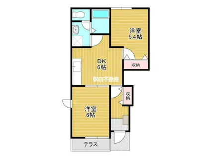 フィオーレK A(2DK/1階)の間取り写真