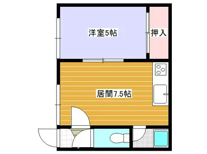 ロピア島松II(1DK/2階)の間取り写真