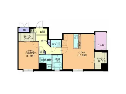 アルカサール(1LDK/6階)の間取り写真