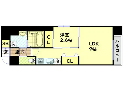 ファーストフィオーレ心斎橋イーストII(1LDK/8階)の間取り写真