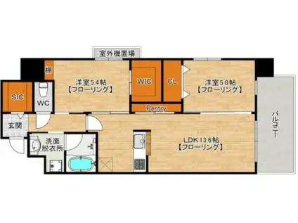 ERFOLG HAKATA(2LDK/3階)の間取り写真