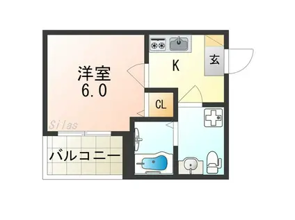 CRASTINE小路東A(1K/1階)の間取り写真