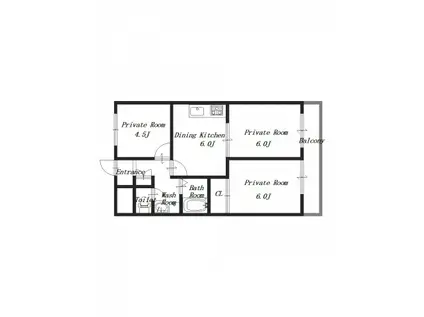 ニューパレスマンション(3DK/2階)の間取り写真