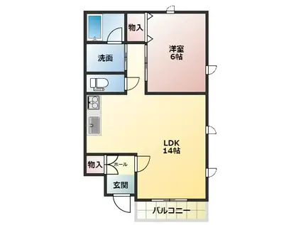 NARABUハイツIV(1LDK/2階)の間取り写真