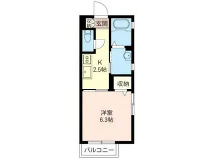 ミ・カーサ横浜羽沢(1K/2階)の間取り写真