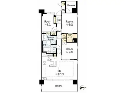 品川駅徒歩圏内 3LDK(3LDK/3階)の間取り写真