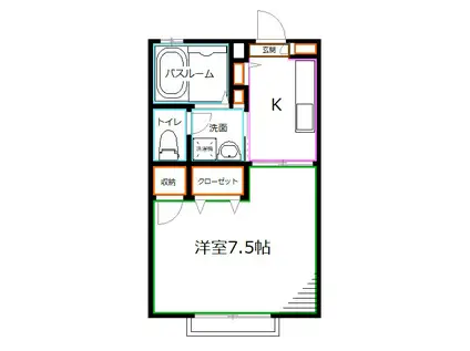 カーサ・ヴェルデ(1K/1階)の間取り写真