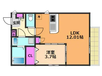 AGIATO(1LDK/2階)の間取り写真