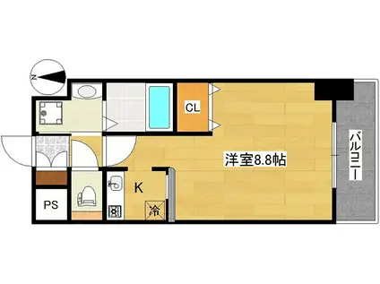 サンプロス大和(ワンルーム/2階)の間取り写真