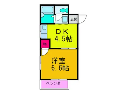リバーハイツB棟(1DK/1階)の間取り写真