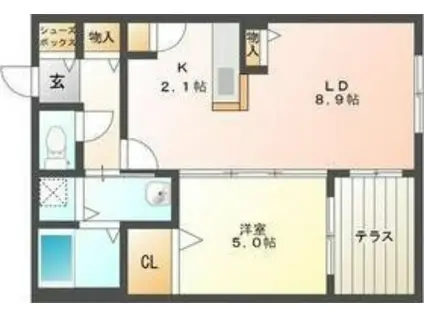 フランセレジデンシア グレース南麻生(1LDK/1階)の間取り写真