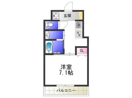MAXIV大阪堺(1K/2階)の間取り写真