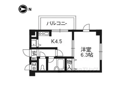 ライオンズマンション五条大宮第2(1DK/5階)の間取り写真