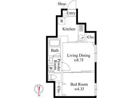 ウッドクレスト荒川レジデンス(1LDK/1階)の間取り写真