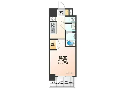 フォーリアライズ京都大将軍(1K/4階)の間取り写真