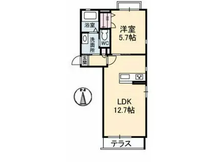 ドエル松本(1LDK/1階)の間取り写真