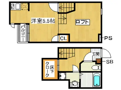 CB井尻ボヌールヴァンテ(ワンルーム/1階)の間取り写真