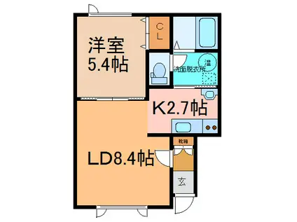 グッドラック(1LDK/1階)の間取り写真