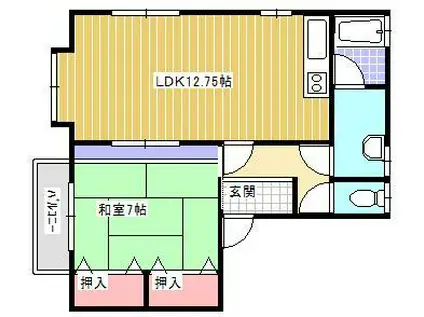 〇メゾントウゴII(1LDK/2階)の間取り写真