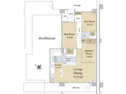 多摩センターザ・パークウイングウエストWING(3LDK/5階)の間取り写真