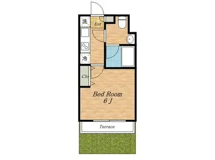 XEBEC旗の台(1K/1階)の間取り写真