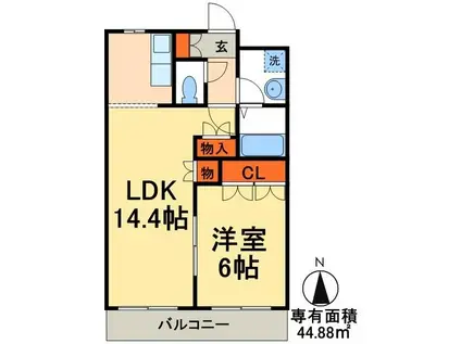 サンヴィラージュ(1LDK/3階)の間取り写真
