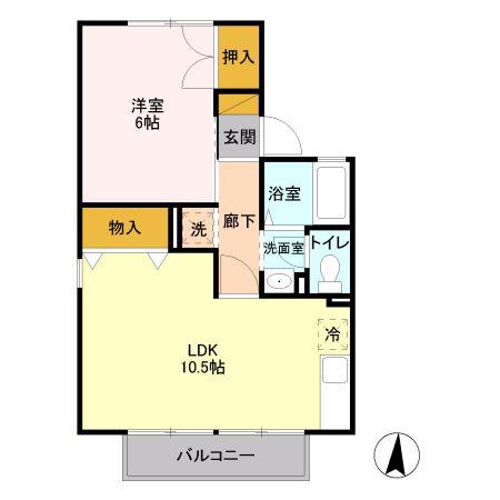 セジュール砥上A(1LDK/2階)の間取り写真