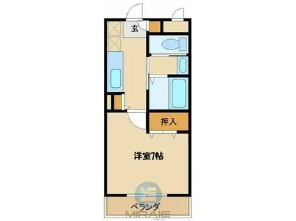 フランネル(1K/2階)の間取り写真