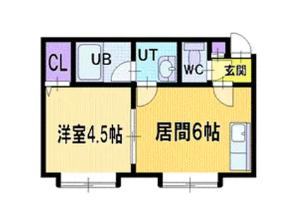 地下鉄東西線 新さっぽろ駅 徒歩6分 3階建 築18年(1DK/2階)の間取り写真