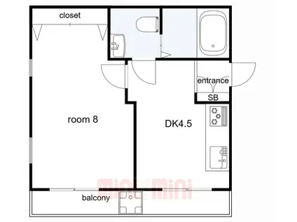 エスポワール六甲(1DK/3階)の間取り写真