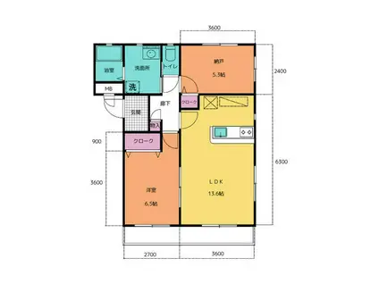 アモール(2LDK/1階)の間取り写真