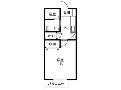 ベイサージュ神戸(1K/2階)の間取り写真