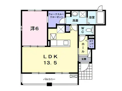 ビオーラ昆陽(1LDK/1階)の間取り写真