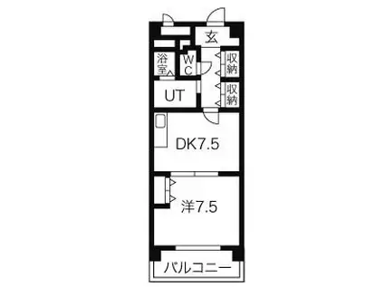 あおいマンション(1DK/2階)の間取り写真