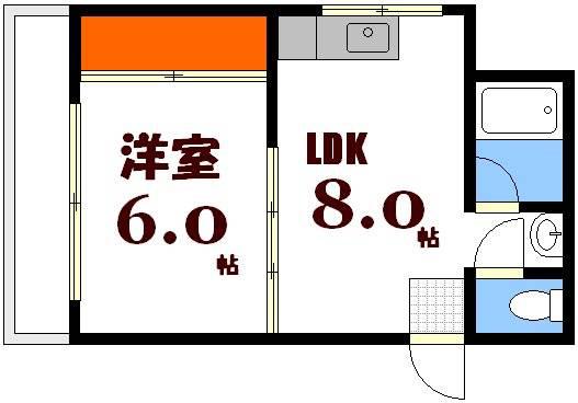 土肥ビル(1LDK/4階)の間取り写真