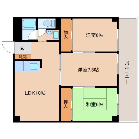 大宮1丁目ビル(3LDK/3階)の間取り写真