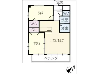オアシス(2LDK/3階)の間取り写真
