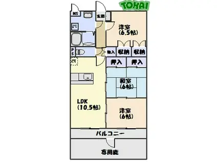 バーデン南郊(3LDK/1階)の間取り写真